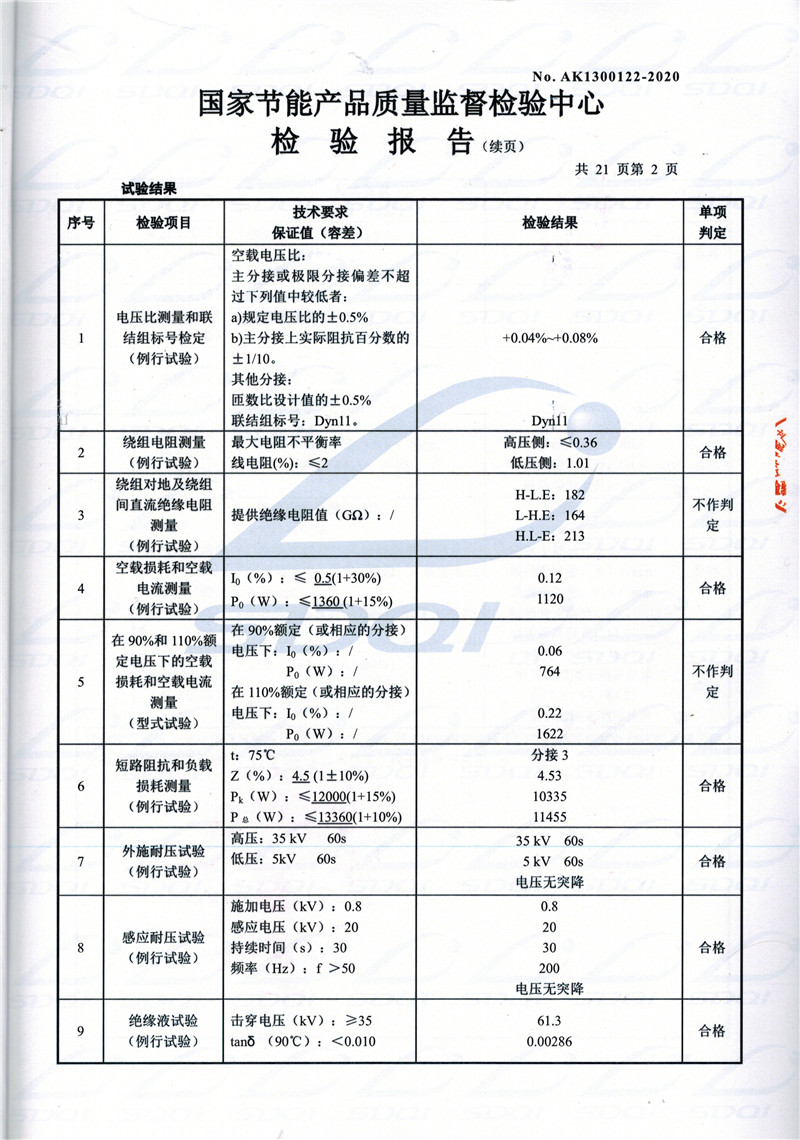 高低压试验报告-S11-1250汕尾汕尾汕尾油浸式变压器-2.jpg
